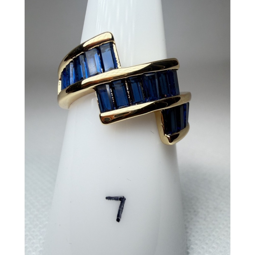 Size 7 Bomb Party Sept Ring - RG79097 A Rolling Tide - Sapphire on Gold Plating